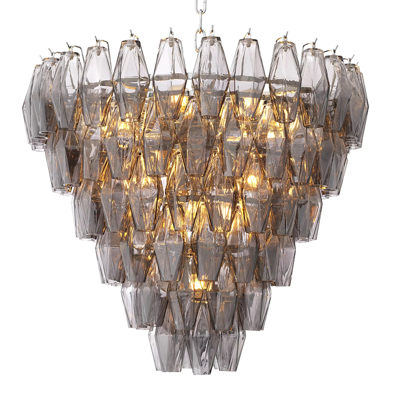 Люстра Eichholtz Chandelier Benini S Никель Стекло Смок Люстра Eichholtz Chandelier Benini S Никель Стекло Смок в Грозном | Loft Concept
