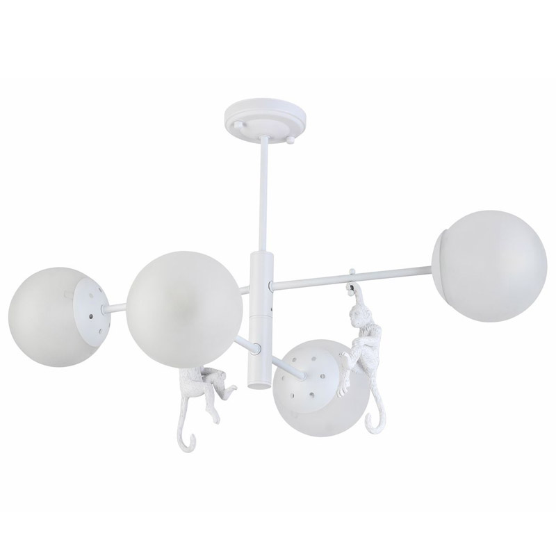 Потолочная люстра Hanging Monkey 4 lamp Белый Потолочная люстра Hanging Monkey 4 lamp Белый в Грозном | Loft Concept