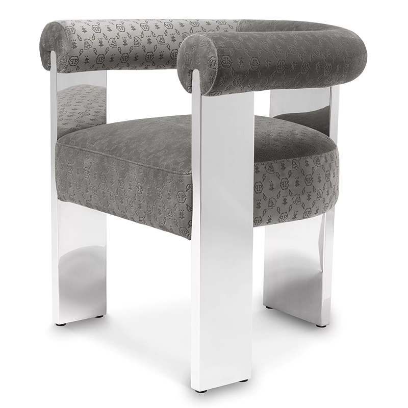 Стул Philipp Plein Dining Chair Icon Grey Серый Хром Стул Philipp Plein Dining Chair Icon Grey Серый Хром в Грозном | Loft Concept