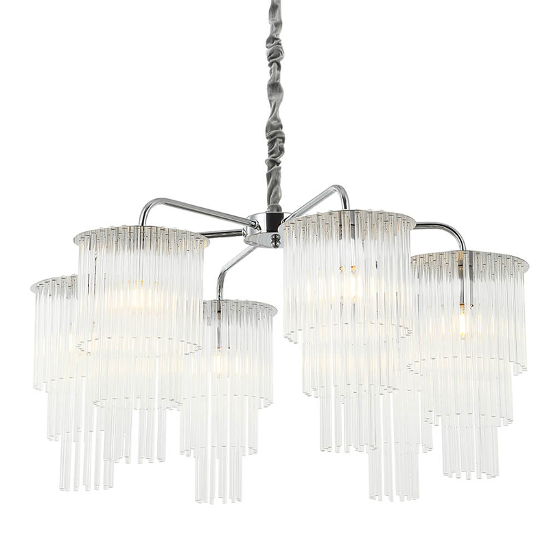 Люстра Harrison Chandelier chrome 6 lamp Хром Прозрачный Люстра Harrison Chandelier chrome 6 lamp Хром Прозрачный в Грозном | Loft Concept