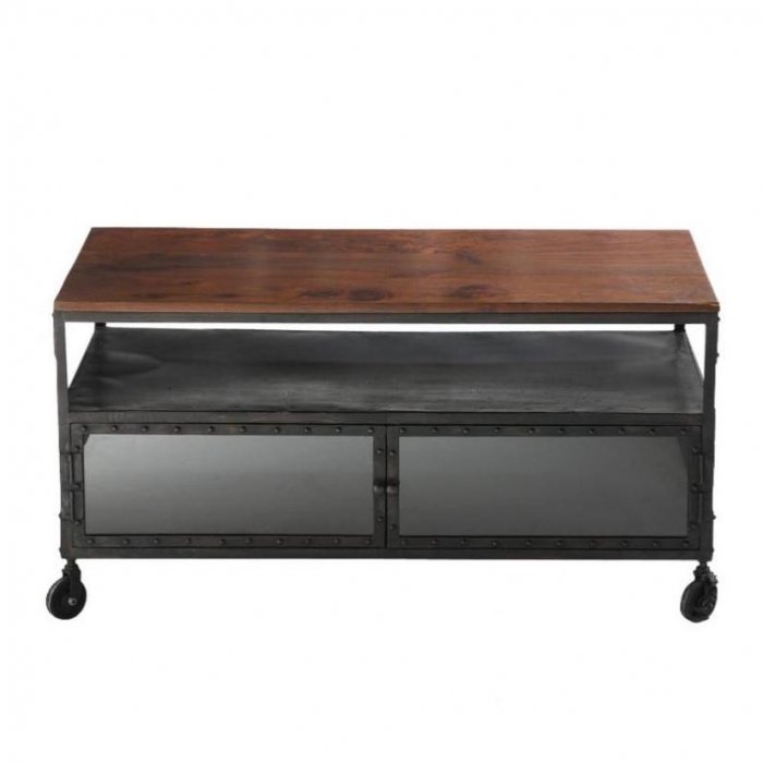 Тумба в стиле Индастриал на колёсах Industrial Bar Oak Chest mini Черный Тумба в стиле Индастриал на колёсах Industrial Bar Oak Chest mini Черный в Грозном | Loft Concept