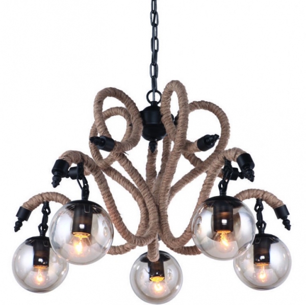 Люстра Loft Rope Chandelier Globe 5 Черный Люстра Loft Rope Chandelier Globe 5 Черный в Грозном | Loft Concept