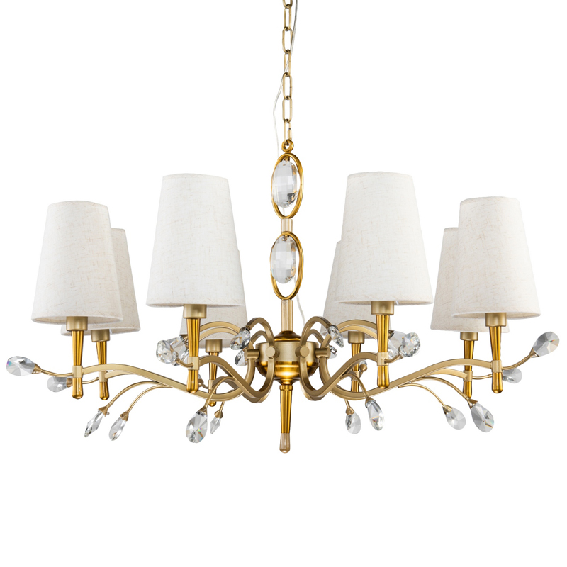 Люстра Desiree Chandelier 84 Латунь матовое золото Белый Прозрачный Люстра Desiree Chandelier 84 Латунь матовое золото Белый Прозрачный в Грозном | Loft Concept