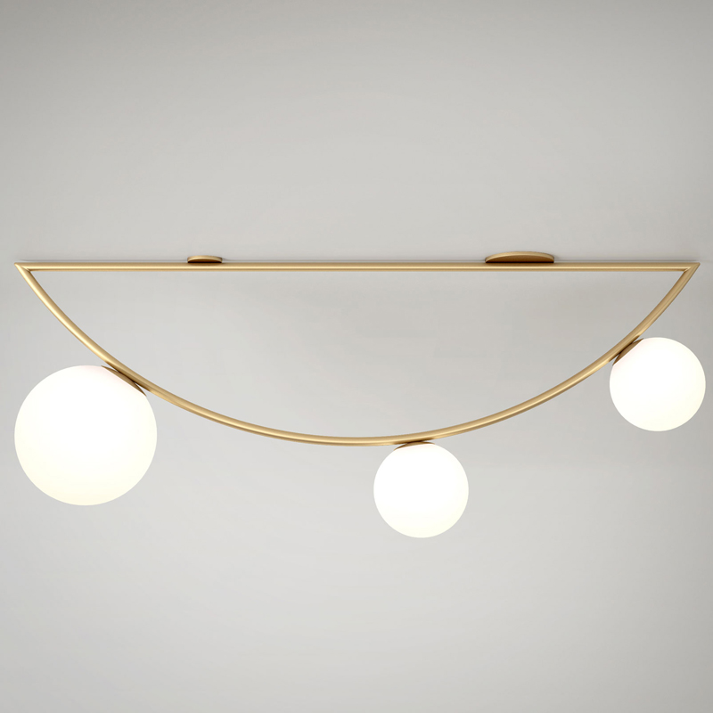 Потолочный светильник Atelier Areti Girlande Ceiling Crescent 3 Латунь Белый Потолочный светильник Atelier Areti Girlande Ceiling Crescent 3 Латунь Белый в Грозном | Loft Concept