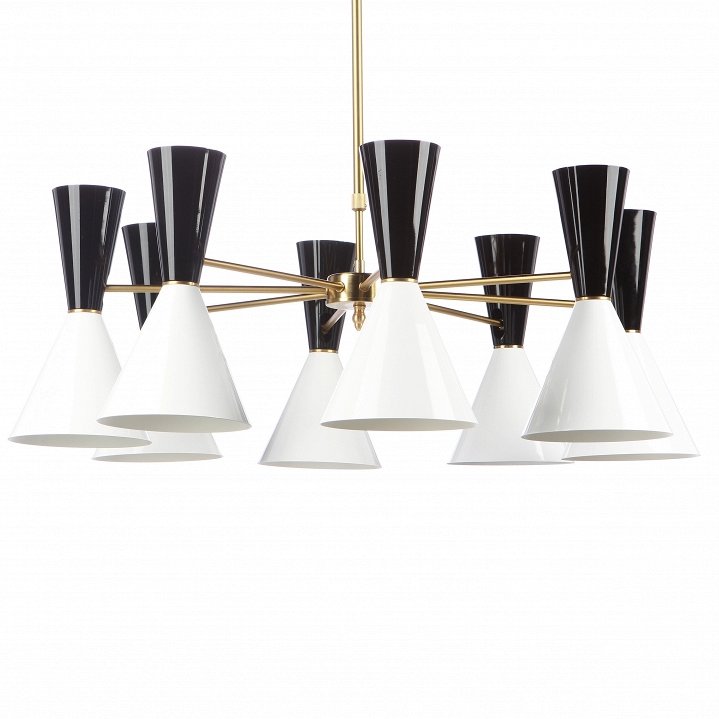 Люстра CAIRO Chandelier 8 Arm black and white Черный Белый Латунь Люстра CAIRO Chandelier 8 Arm black and white Черный Белый Латунь в Грозном | Loft Concept