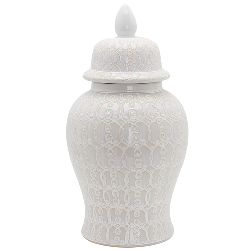 Ваза с крышкой Ceramic Beige White Ornament Vase Бежевый Белый Ваза с крышкой Ceramic Beige White Ornament Vase Бежевый Белый в Грозном | Loft Concept