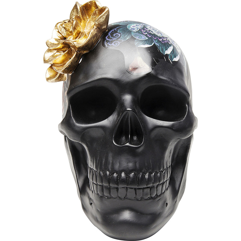 Статуэтка Skull with flowers Черный в Грозном | Loft Concept 