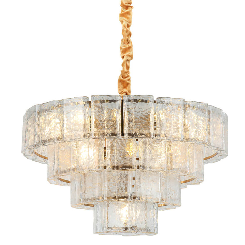 Люстра многоярусная Textured Glass Chandelier D80 Прозрачное Стекло Бронза Люстра многоярусная Textured Glass Chandelier D80 Прозрачное Стекло Бронза в Грозном | Loft Concept