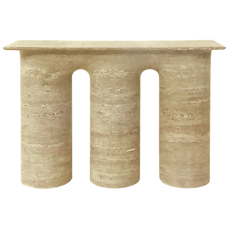 Консоль Three Columns Marble Travertine Console Песочный Коричневый Консоль Three Columns Marble Travertine Console Песочный Коричневый в Грозном | Loft Concept