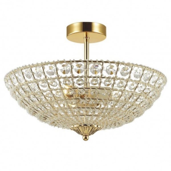 Потолочный светильник Casbah Crystal Top Lamp 3 Gold Прозрачный Глянцевое золото Потолочный светильник Casbah Crystal Top Lamp 3 Gold Прозрачный Глянцевое золото в Грозном | Loft Concept