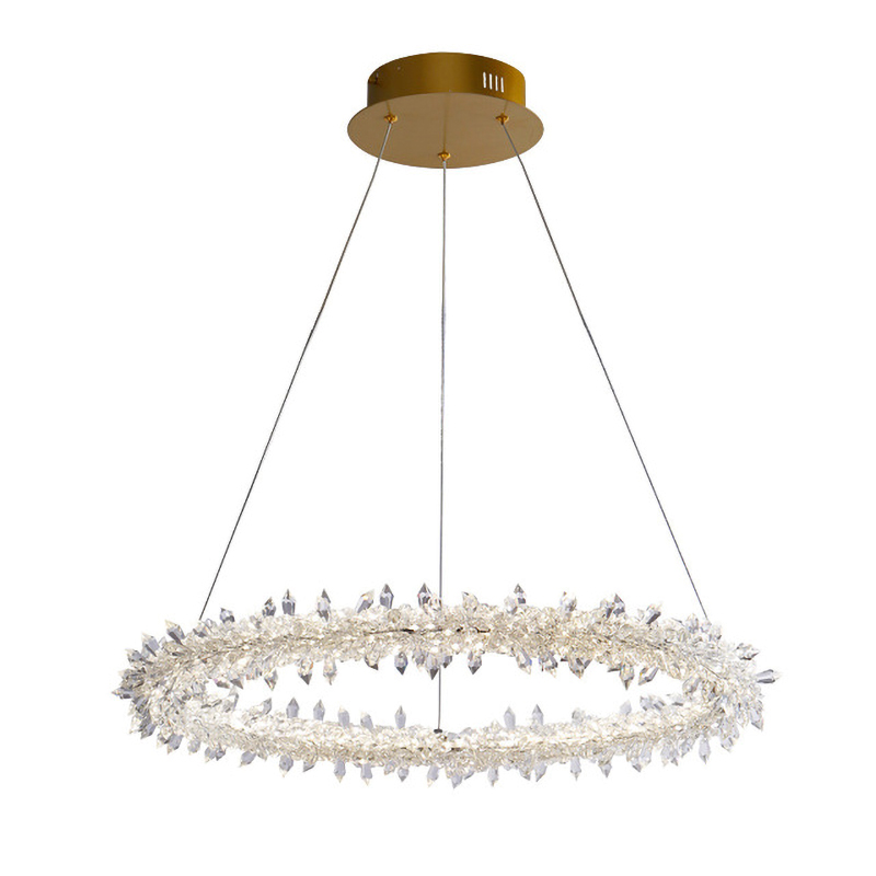 Люстра Crystal round chandelier Прозрачный Латунь Люстра Crystal round chandelier Прозрачный Латунь в Грозном | Loft Concept