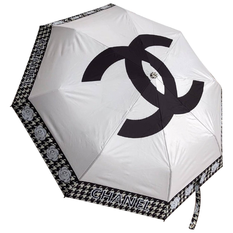 Зонт раскладной CHANEL дизайн 016 Белый цвет Белый Черный Зонт раскладной CHANEL дизайн 016 Белый цвет Белый Черный в Грозном | Loft Concept