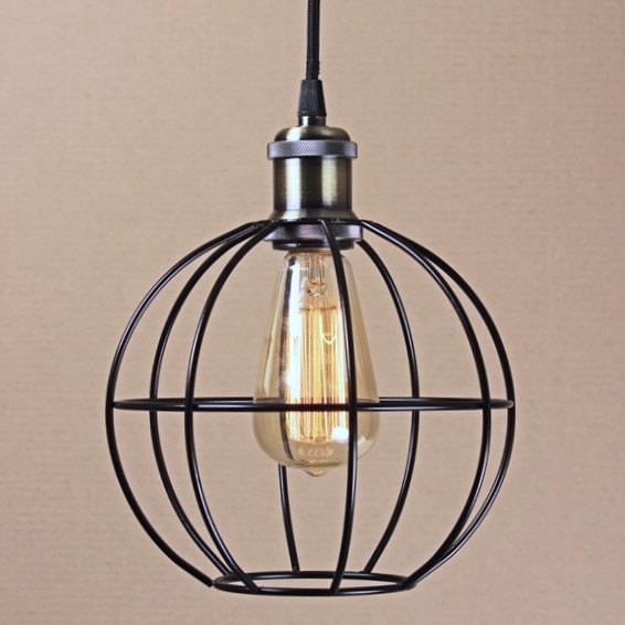Подвесной светильник Wire Cage Pendant Ball Black Черный в Грозном | Loft Concept 