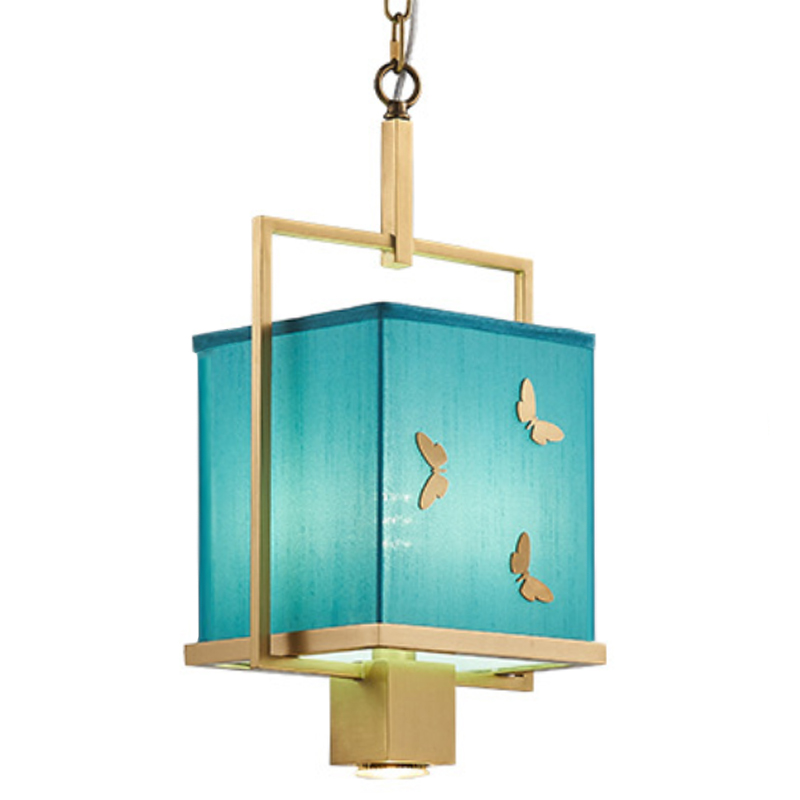 Светильник с бабочками Butterflies Blue Background Hanging lamp Латунь Бирюзовый Светильник с бабочками Butterflies Blue Background Hanging lamp Латунь Бирюзовый в Грозном | Loft Concept