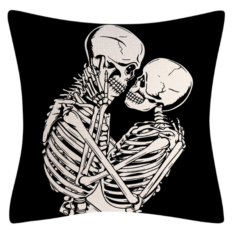 Подушка на Хэллоуин Skeleton in love Черно-белый Подушка на Хэллоуин Skeleton in love Черно-белый в Грозном | Loft Concept