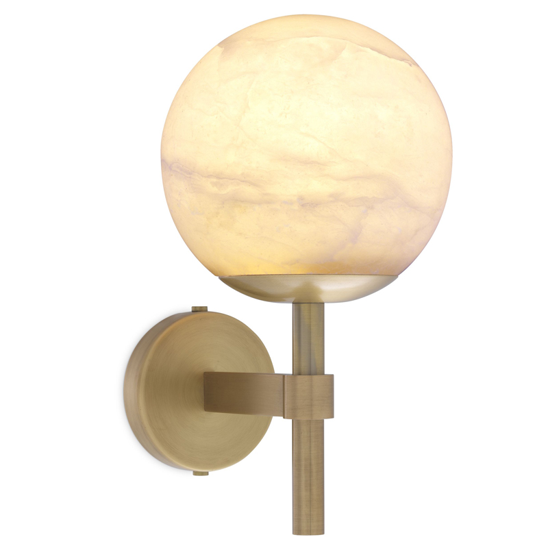 Бра Eichholtz Wall Lamp Jade alabaster Латунь Античная полированная Белый Бра Eichholtz Wall Lamp Jade alabaster Латунь Античная полированная Белый в Грозном | Loft Concept