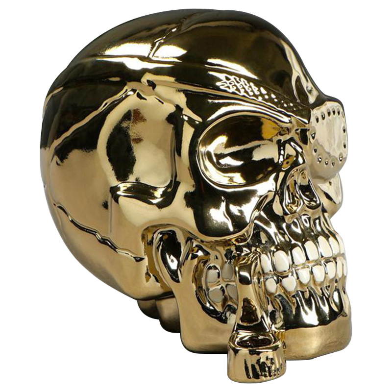 Статуэтка Golden Skull with Pipe Золотой Статуэтка Golden Skull with Pipe Золотой в Грозном | Loft Concept
