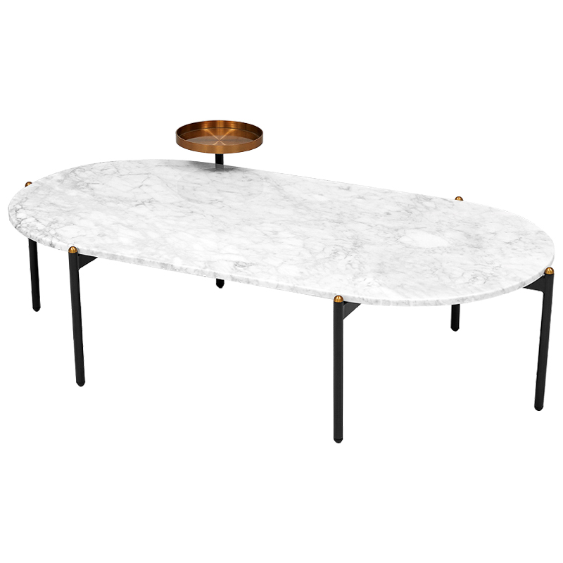 Кофейный стол с белой каменной столешницей Macias Coffee Table White Белый Черный Медь Кофейный стол с белой каменной столешницей Macias Coffee Table White Белый Черный Медь в Грозном | Loft Concept