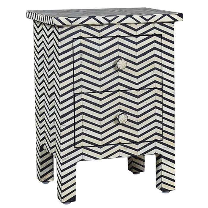 Комод инкрустация костью Inlaid Bone Chevron Mini Белый Черный Комод инкрустация костью Inlaid Bone Chevron Mini Белый Черный в Грозном | Loft Concept