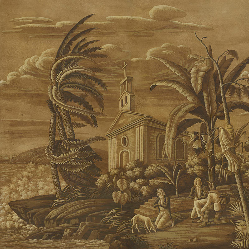 Обои ручная роспись Paul et Virginie Sepia on antique scenic Xuan paper Обои ручная роспись Paul et Virginie Sepia on antique scenic Xuan paper в Грозном | Loft Concept