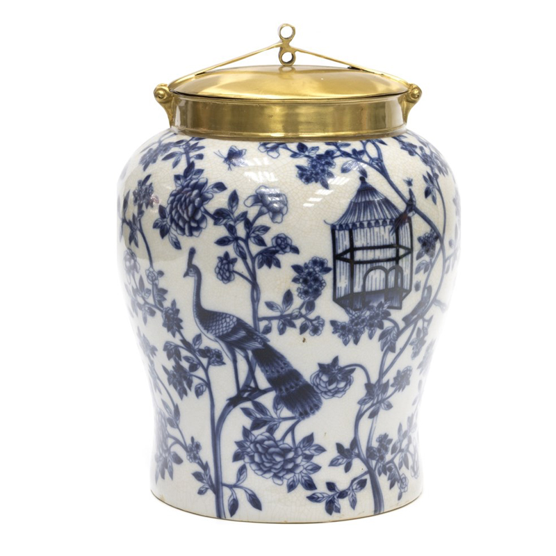 Ваза Blue and Bronze Cover Vase Белый Синий Бронза в Грозном | Loft Concept 