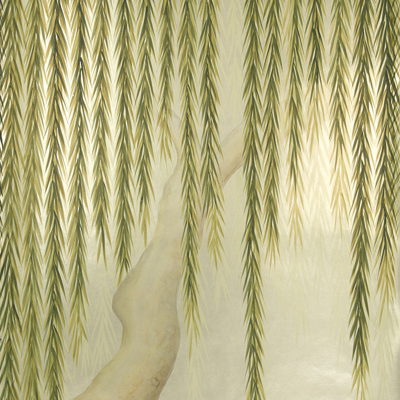Обои ручная роспись Willow Original colourway on Champagne Gold gilded paper Обои ручная роспись Willow Original colourway on Champagne Gold gilded paper в Грозном | Loft Concept