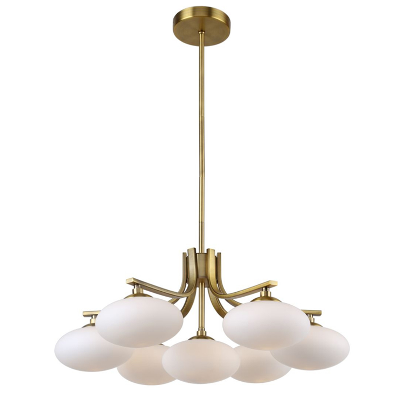 Oval Balls Mushrooms Chandelier 7 Brass Латунь Прозрачный белый Oval Balls Mushrooms Chandelier 7 Brass Латунь Прозрачный белый в Грозном | Loft Concept