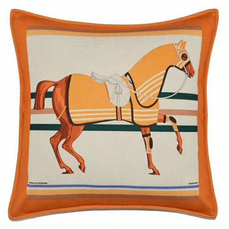 Декоративная подушка Hermes Horse 22 Оранжевый Мульти Декоративная подушка Hermes Horse 22 Оранжевый Мульти в Грозном | Loft Concept