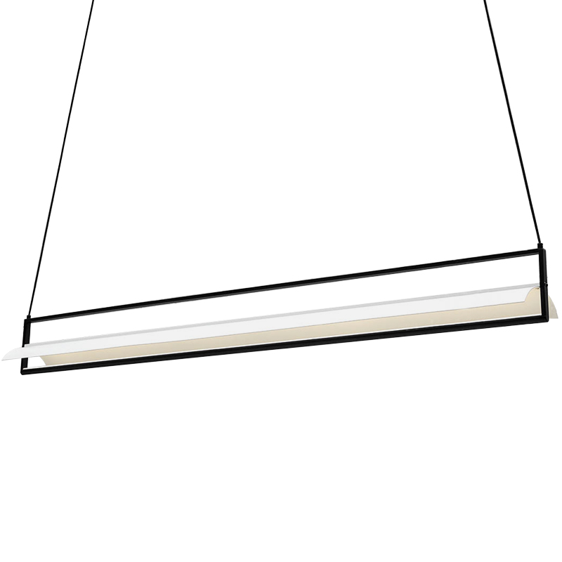Дизайнерский линейный подвесной светильник CANVAS LINEAR RECTANGULAR HANGING LAMP Черный Белый Дизайнерский линейный подвесной светильник CANVAS LINEAR RECTANGULAR HANGING LAMP Черный Белый в Грозном | Loft Concept