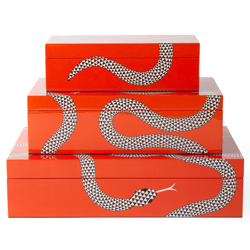Комплект шкатулок EDEN LACQUER BOX BUNDLE Jonathan Adler Оранжевый Белый Черный Комплект шкатулок EDEN LACQUER BOX BUNDLE Jonathan Adler Оранжевый Белый Черный в Грозном | Loft Concept
