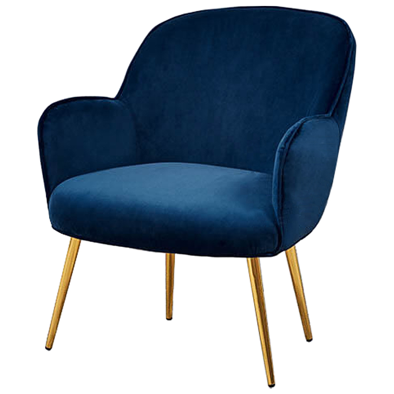 Кресло Waldeck Chair Blue Синий Глянцевое золото Кресло Waldeck Chair Blue Синий Глянцевое золото в Грозном | Loft Concept