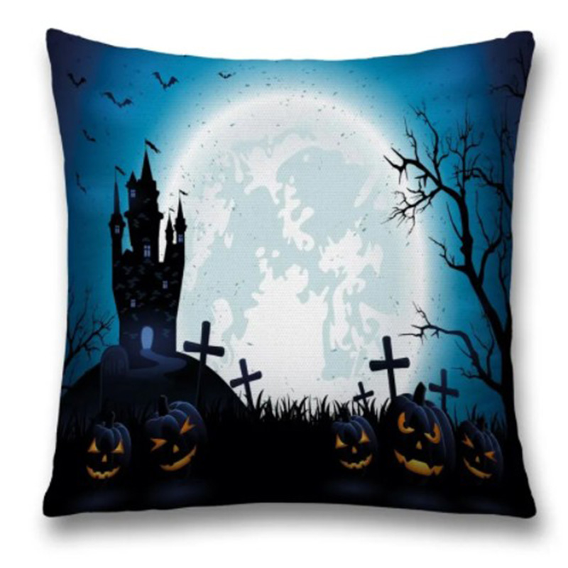 Подушка Halloween Moon Черный Синий в Грозном | Loft Concept 