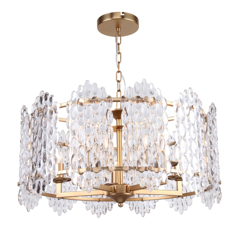 Люстра подвесная Textured Glass Chandelier D61 Прозрачное Стекло Глянцевое золото Люстра подвесная Textured Glass Chandelier D61 Прозрачное Стекло Глянцевое золото в Грозном | Loft Concept