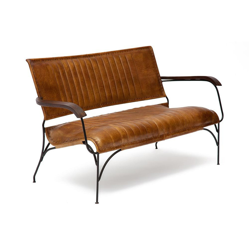 Диван-скамья из натуральной кожи Buffalo Leather Sofa two-seater Коричневый винтаж Черный Диван-скамья из натуральной кожи Buffalo Leather Sofa two-seater Коричневый винтаж Черный в Грозном | Loft Concept