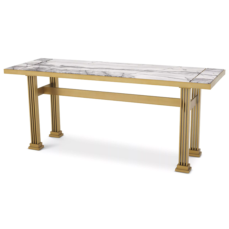Консоль Eichholtz Console Table The One Латунь Белый Мрамор Bianco Консоль Eichholtz Console Table The One Латунь Белый Мрамор Bianco в Грозном | Loft Concept