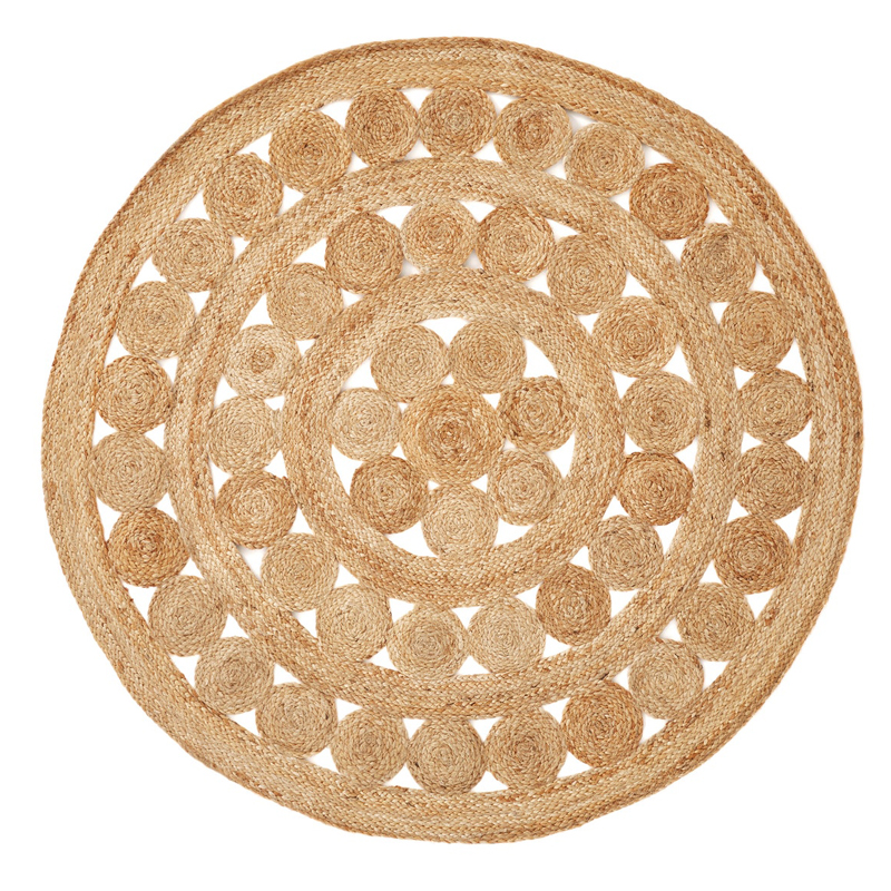 Ковер Wicker Circles Carpet 100% джут Бежевый Ковер Wicker Circles Carpet 100% джут Бежевый в Грозном | Loft Concept