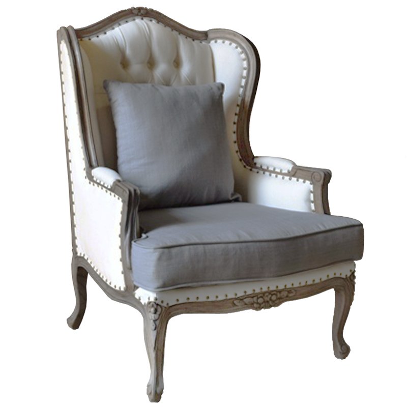 Кресло Villa Grandfather linen ivory ( слоновая кость ) Дерево Темно-Серый Кресло Villa Grandfather linen ivory ( слоновая кость ) Дерево Темно-Серый в Грозном | Loft Concept