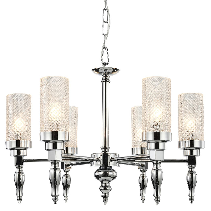 Люстра цвета хром Balusters D55 см Хром Прозрачный в Грозном | Loft Concept 