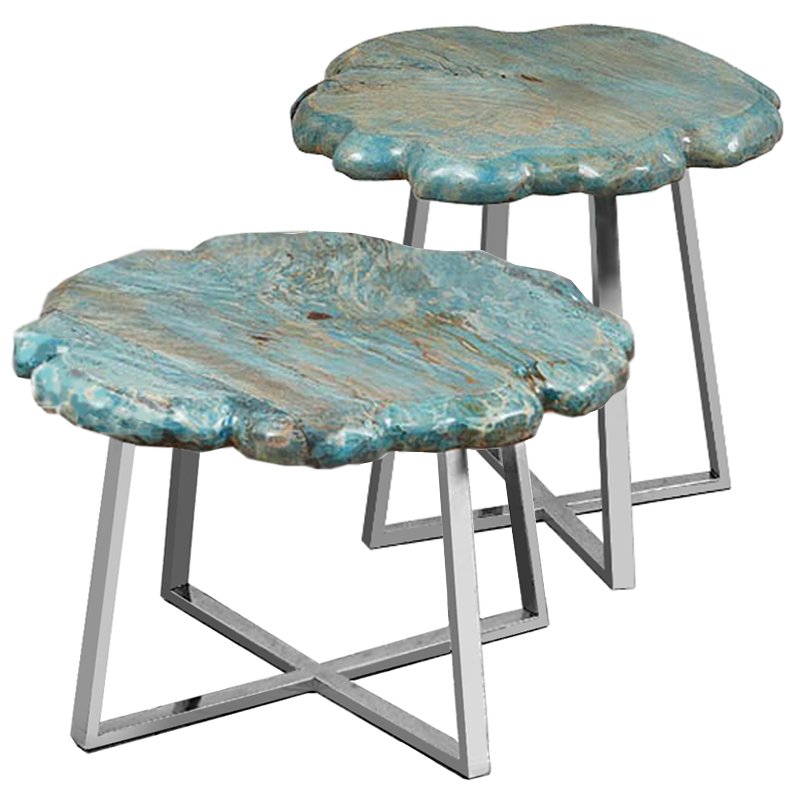 Приставной стол Melted Turquoise Бирюзовый Нержавеющая сталь Приставной стол Melted Turquoise Бирюзовый Нержавеющая сталь в Грозном | Loft Concept