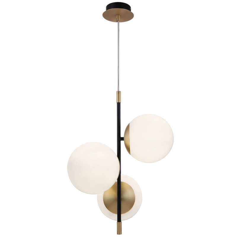 Светильник Spike Three Balls Hanging Lamp матовое золото Прозрачный белый Светильник Spike Three Balls Hanging Lamp матовое золото Прозрачный белый в Грозном | Loft Concept