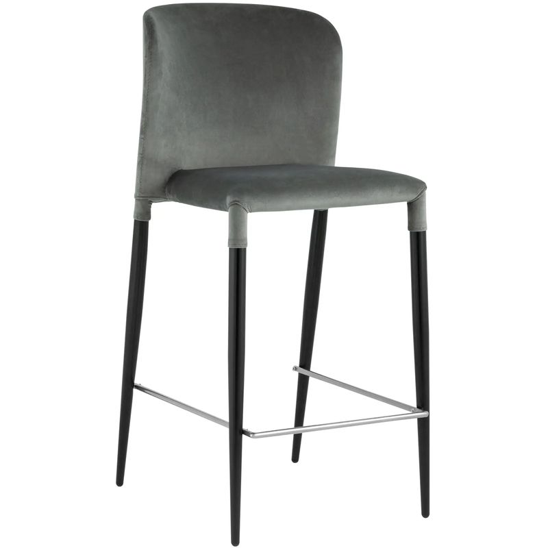 Барный Стул Lori Chair Серый Велюр Серый Черный Барный Стул Lori Chair Серый Велюр Серый Черный в Грозном | Loft Concept