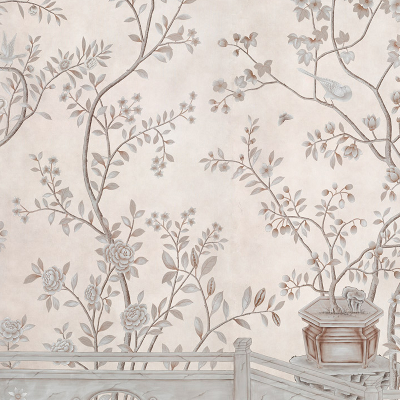 Обои ручная роспись Salon Vert Pewter gilded silk Обои ручная роспись Salon Vert Pewter gilded silk в Грозном | Loft Concept
