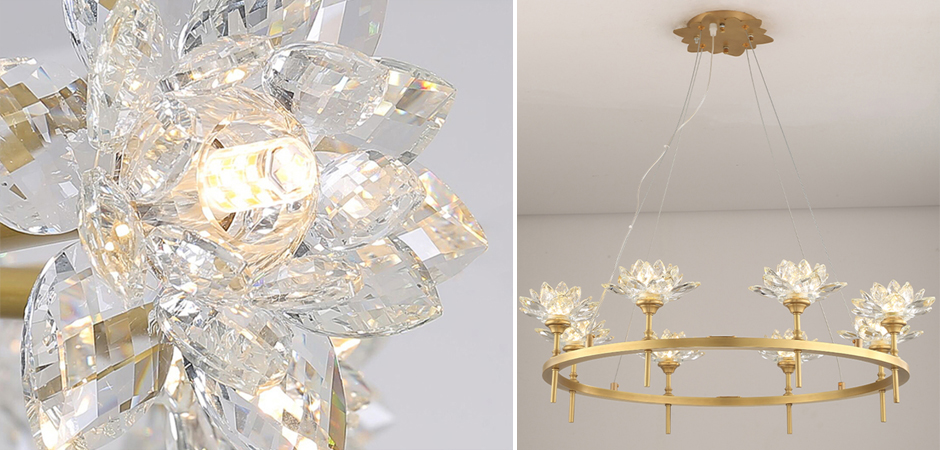 Люстра Хрустальные Цветы Лотоса Lotus flower Clear Glass lamp 8 Люстра Хрустальные Цветы Лотоса Lotus flower Clear Glass lamp 8 - Loft-Concept в Грозном