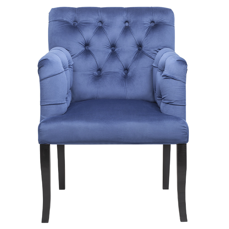 Кресло Addison Chic Armchair deep blue velour Синий Черный Кресло Addison Chic Armchair deep blue velour Синий Черный в Грозном | Loft Concept