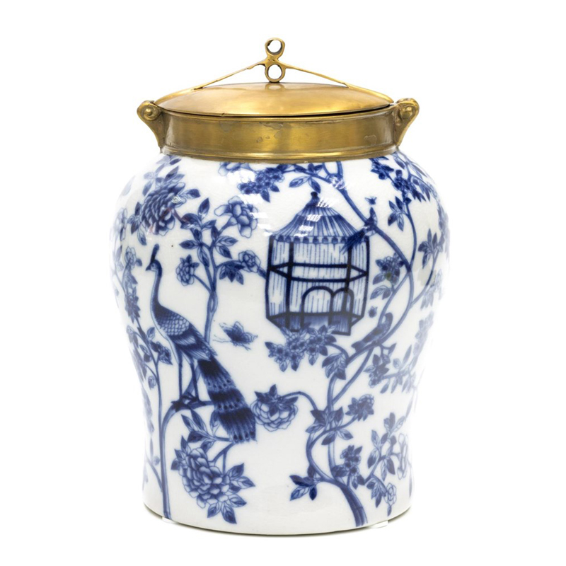 Ваза Blue and Bronze Cover Vase small Белый Синий Бронза в Грозном | Loft Concept 