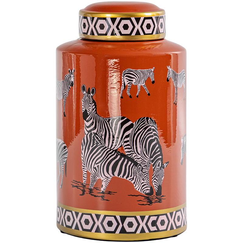 Ваза с крышкой Zebra Orange Vase Оранжевый Золотой Черно-белый Ваза с крышкой Zebra Orange Vase Оранжевый Золотой Черно-белый в Грозном | Loft Concept