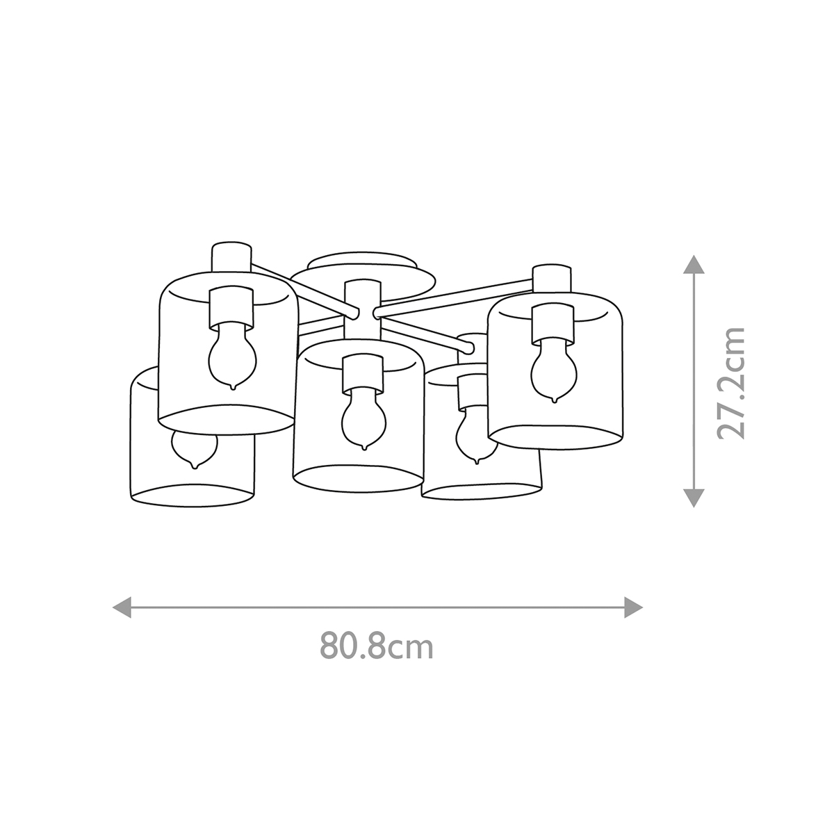 Потолочный светильник цвета латунь с пятью прозрачными цилиндрическими плафонами Hinkley в Грозном