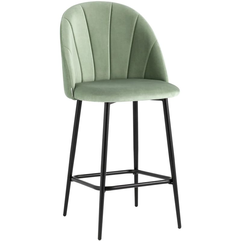 Барный Стул Balsari S Chair Фисташковый Велюр Зеленый Черный Барный Стул Balsari S Chair Фисташковый Велюр Зеленый Черный в Грозном | Loft Concept