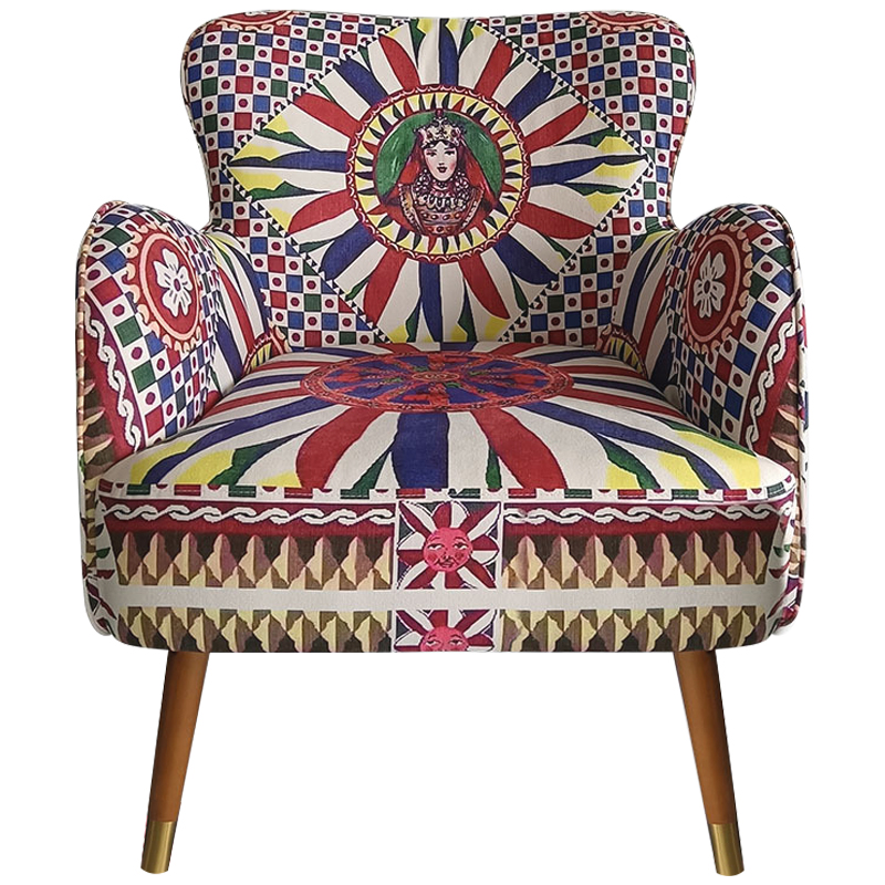 Кресло Sicilian Motifs Armchair Мульти Латунь Коричневый Кресло Sicilian Motifs Armchair Мульти Латунь Коричневый в Грозном | Loft Concept