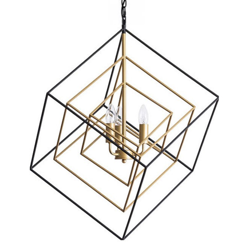 Светильник CUBIST Pendant Black and Gold 3 lamp Золотой Черный Светильник CUBIST Pendant Black and Gold 3 lamp Золотой Черный в Грозном | Loft Concept